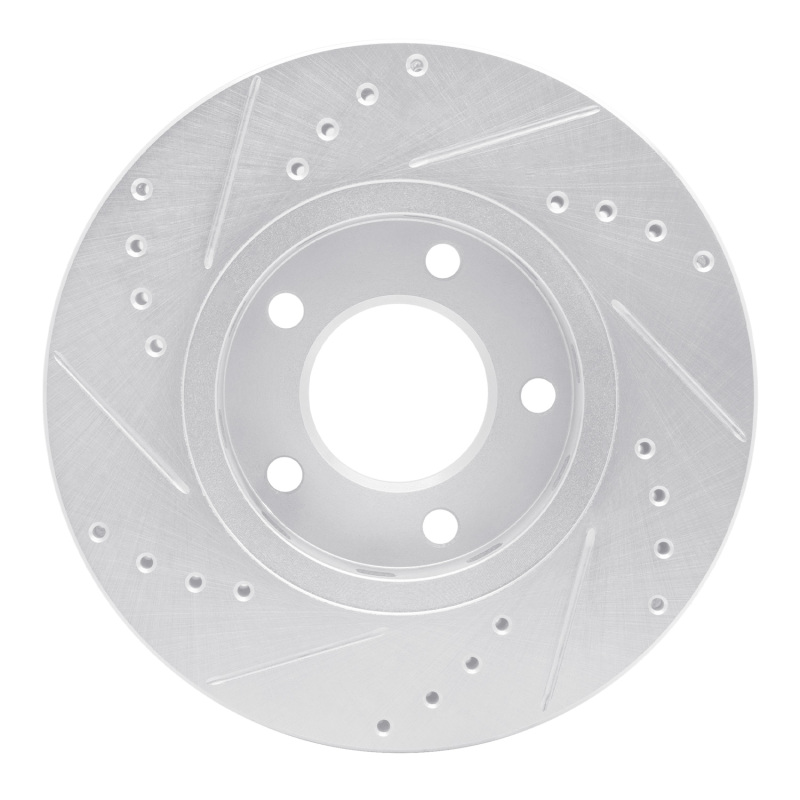 Chrysler Voyager Brake Rotor (1) - Front Right - R1 Concepts - Drilled & Slotted - Silver - `01-`07